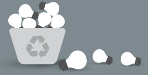 Recycling bin full of lamps