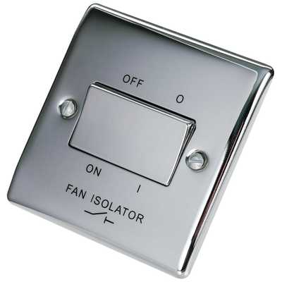 NPC15 Mirror BG Nexus Metal Polished Chrome Fan Isolator Triple Pole Switch