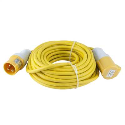 16 AMP 110V Yellow SY Extension Leads IP67 1.5mm 2.5mm Flexible Armoured Braid 