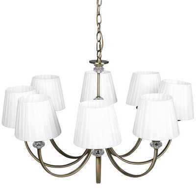 Firstlight Langham 8 Arm Ceiling Light Antique Brass With Pleated Cream Shades