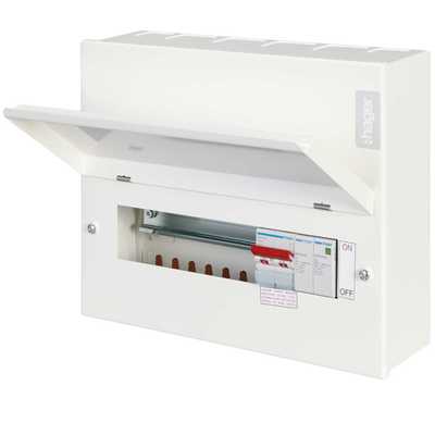 Hager 8 Way 100A Isolator Incomer Metal Clad Consumer Unit with Type 2 ...