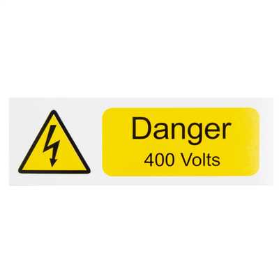 Industrial Signs 75mm X 25mm Danger 400 Volts Label (pack Of 10 