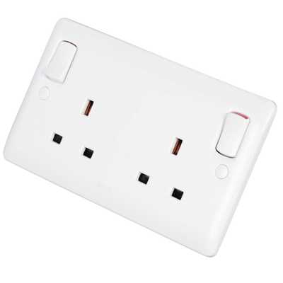 Legrand 13A DP 2 Gang Switched Socket Clean Earth White (730074) | CEF