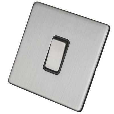 LGA Selectric 10A 1 Gang 2 Way Light Switch Screwless Grey Insert Satin ...