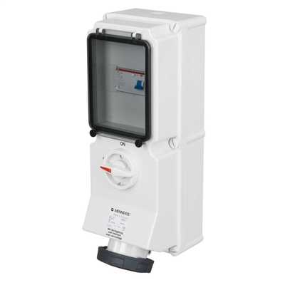 Mennekes 63A 3P+N+E 415V Interlocked Switched RCD Protected Socket IP67 ...