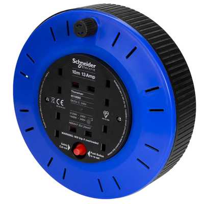 Schneider Thorsman 10m 13A Cassette Extension Reel 4 Sockets (4510080 ...