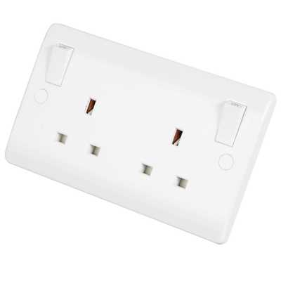 Scolmore Click Mode 13A 2 Gang Switched Socket with Outboard Rockers ...