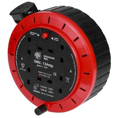 Schneider Thorsman 13A 5M 230V 4 Gang Cassette Extension Reel (JJR4513 ...