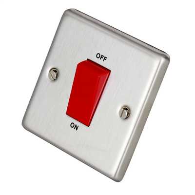 Volex 45A DP 1 Gang Switch Brushed Stainless Steel (VX9713SS) | CEF