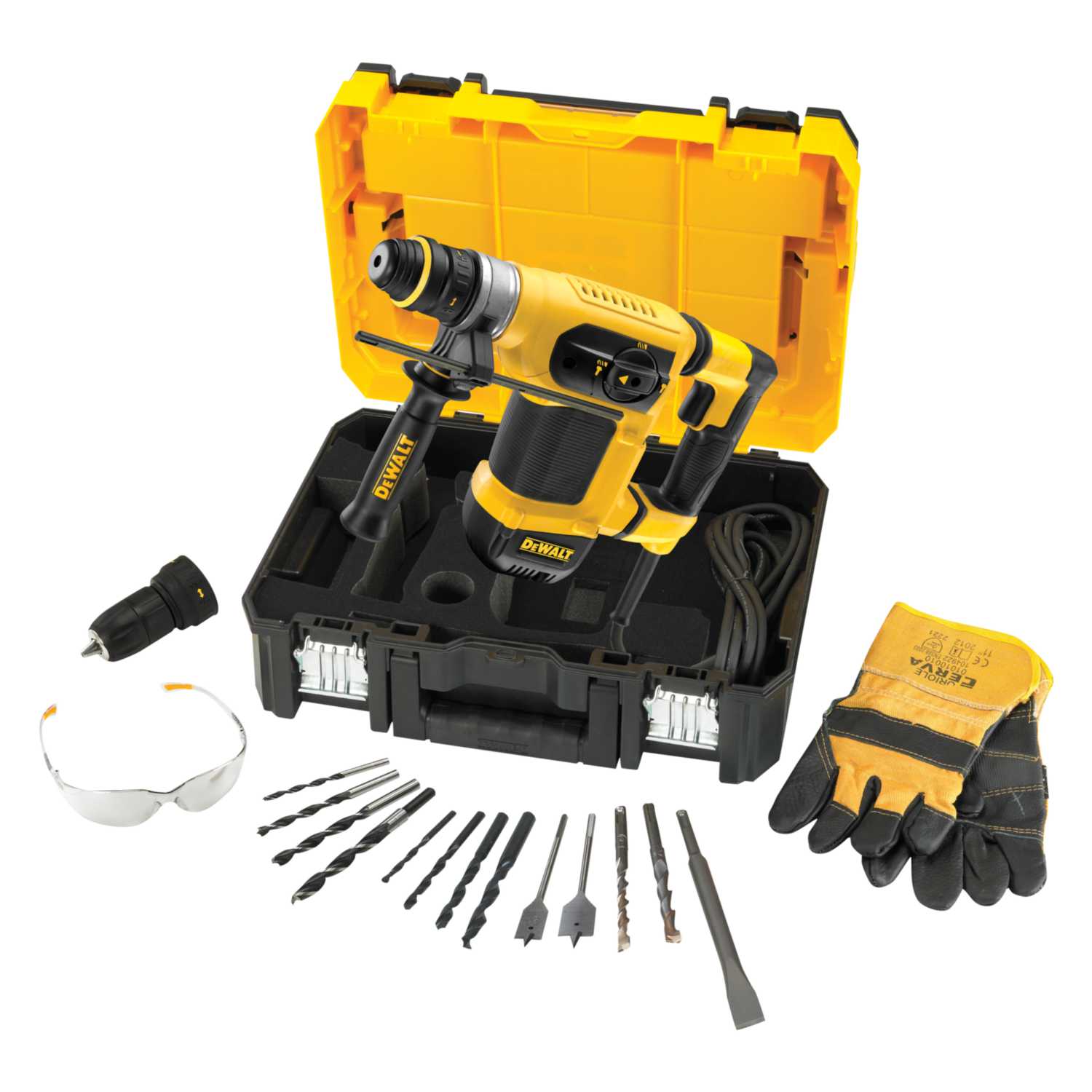 Dewalt 230V 32mm SDS Heavy Duty Combination Hammer Drill Kit (D25417KT