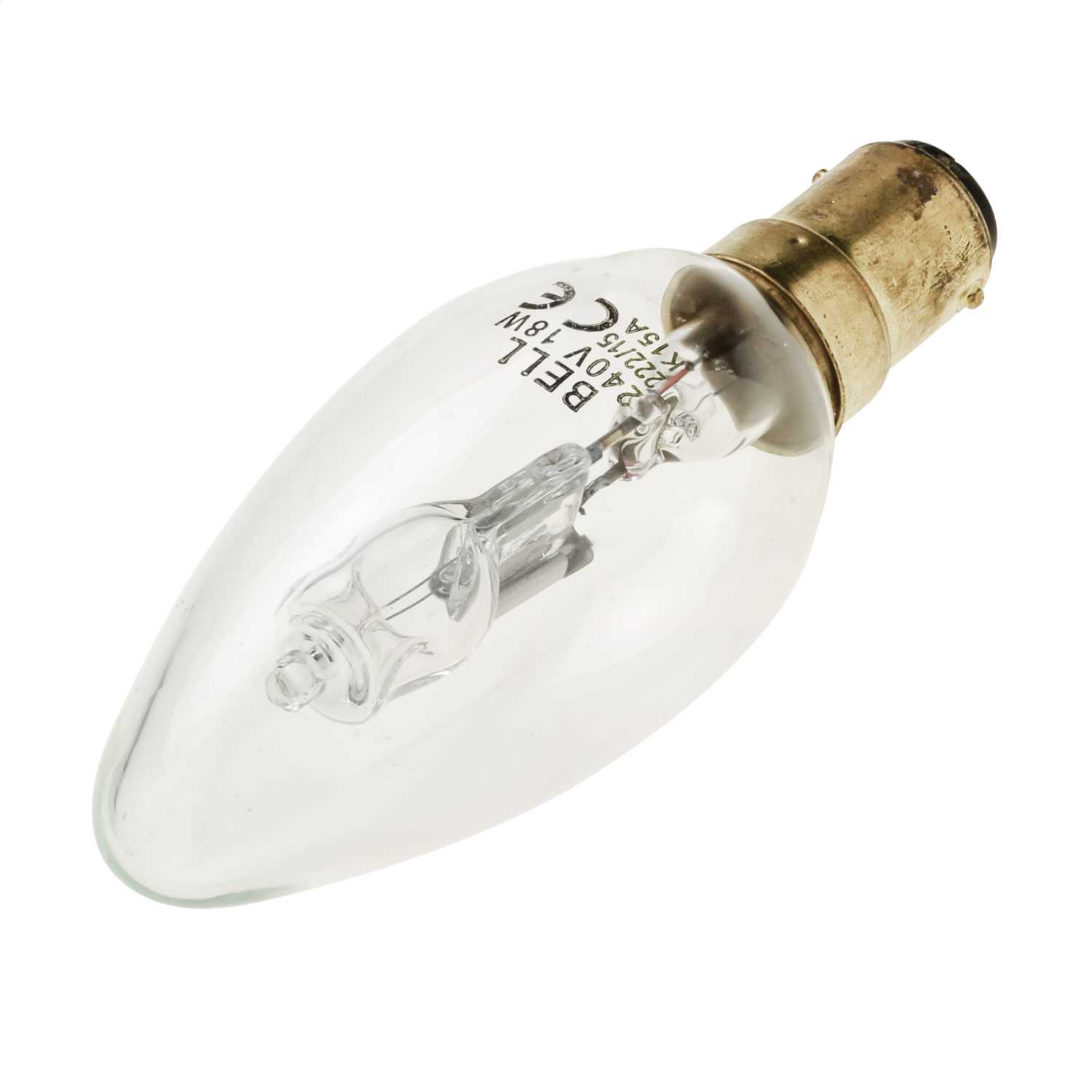 Bell 18W SBC Halogen Dimmable Energy Saving Candle Lamp Clear 2700K