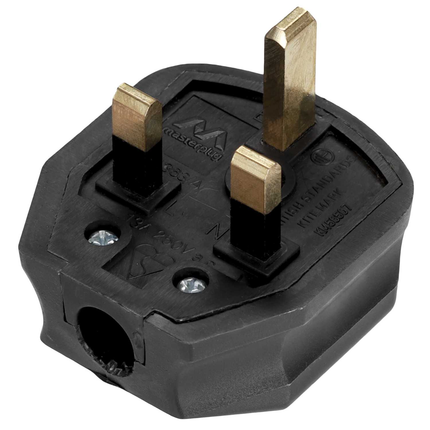 BG 13A 3 Pin Rubber Plug Top Black (7B01) CEF