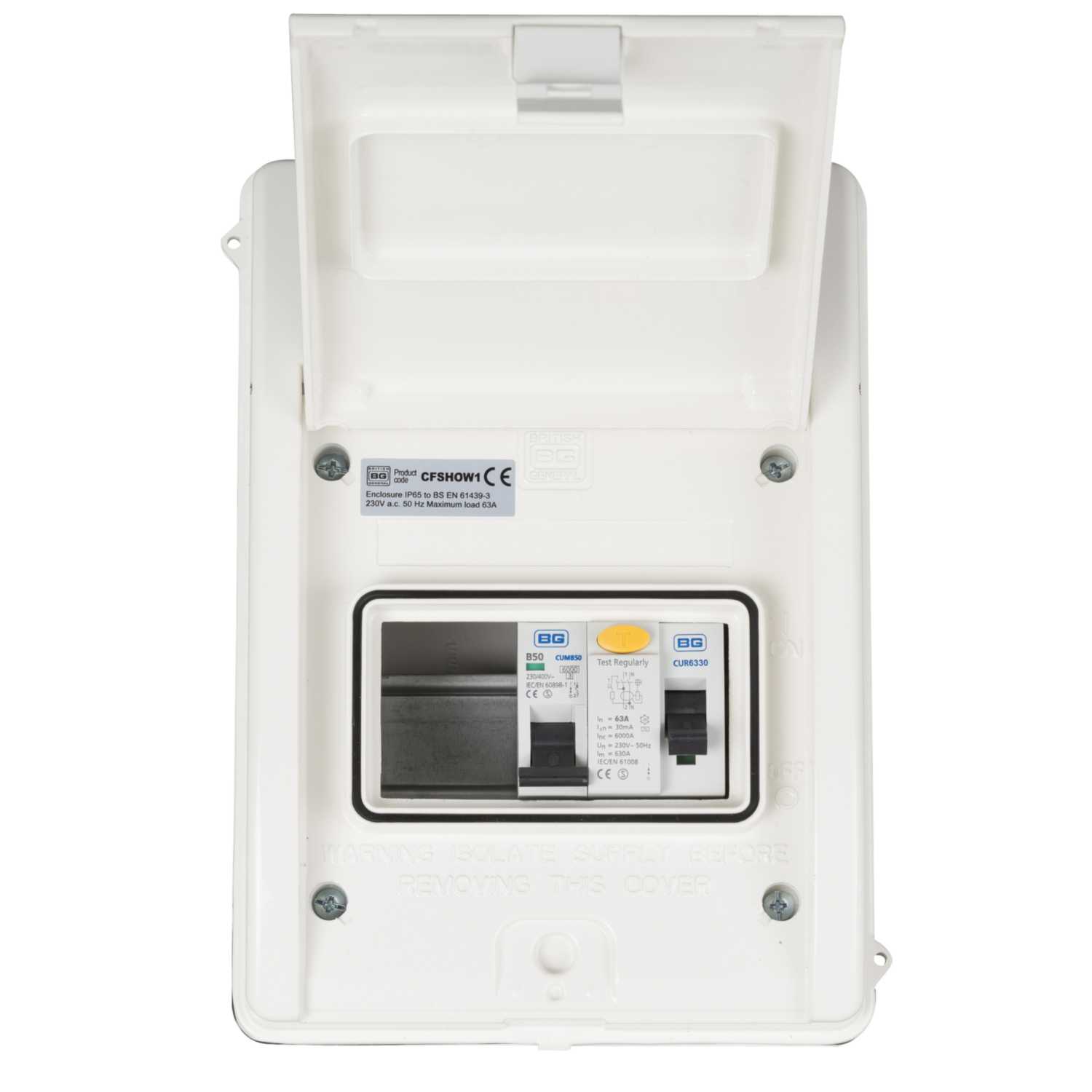 BG Metal Clad Shower Unit with 63A RCD and 50A MCB (CFSHOW1) CEF