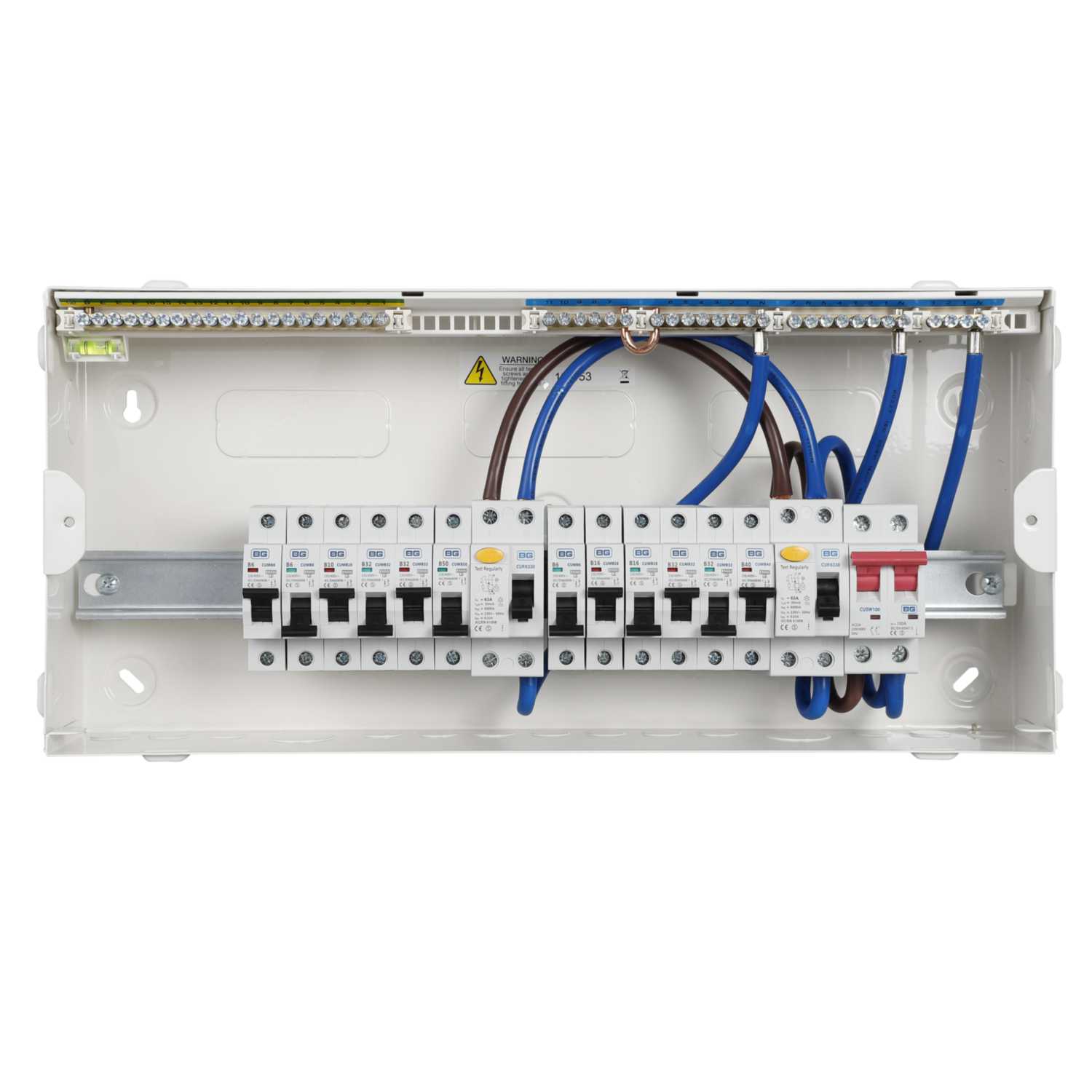 BG 16 Way Flexible Dual 63A Type AC RCD Metal Clad Consumer Unit With 