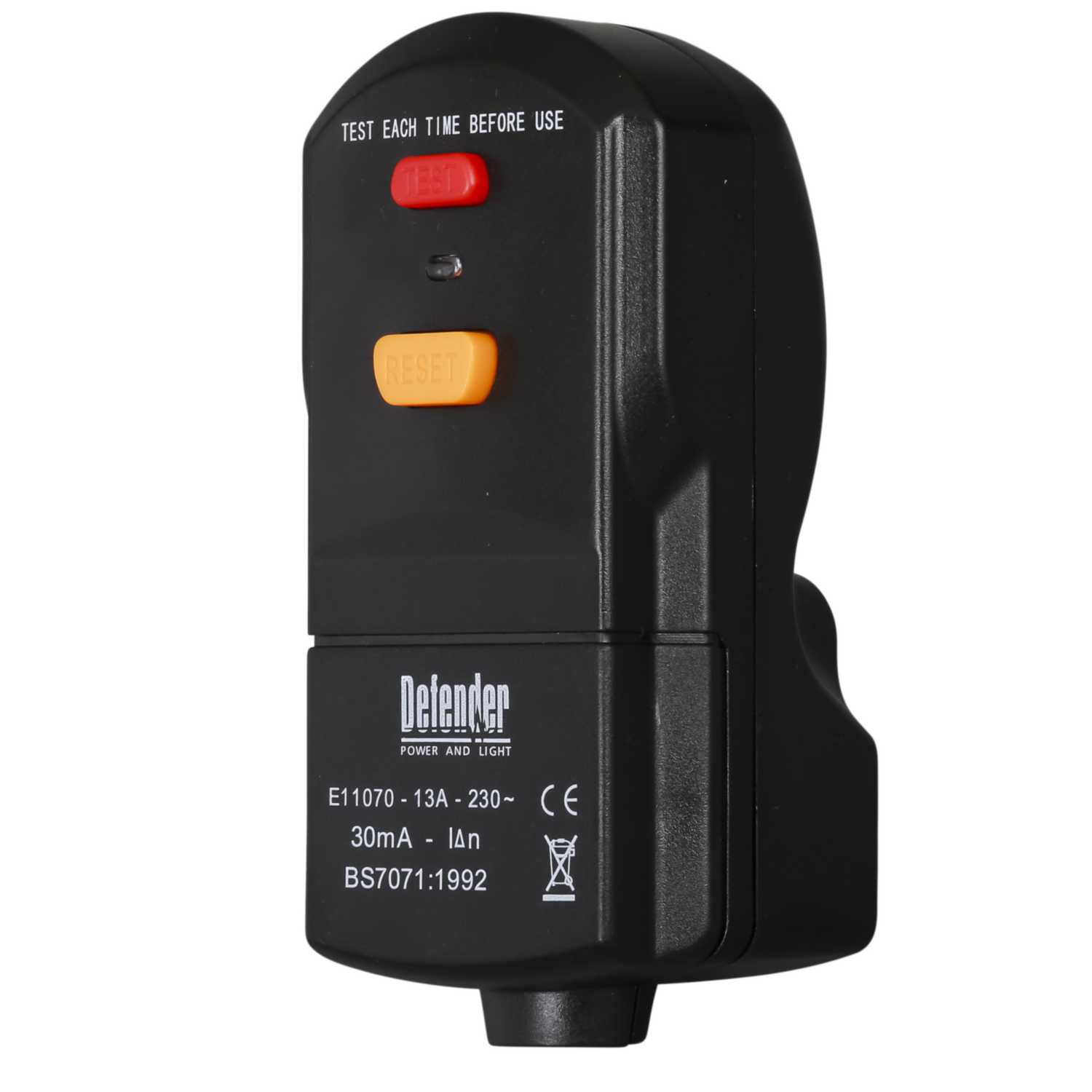 Defender 13A 30mA Plug In RCD Socket Black (E11070C) | CEF