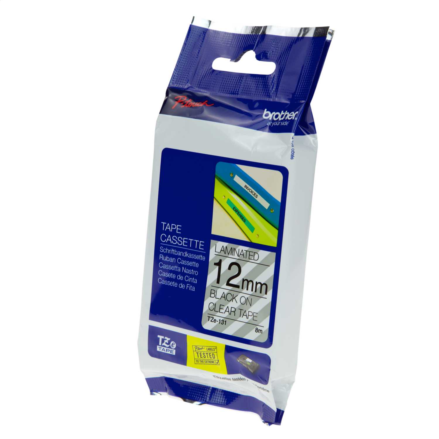 Brother 12mm x 8m Label Cartridge Black on Clear (TZE131) CEF