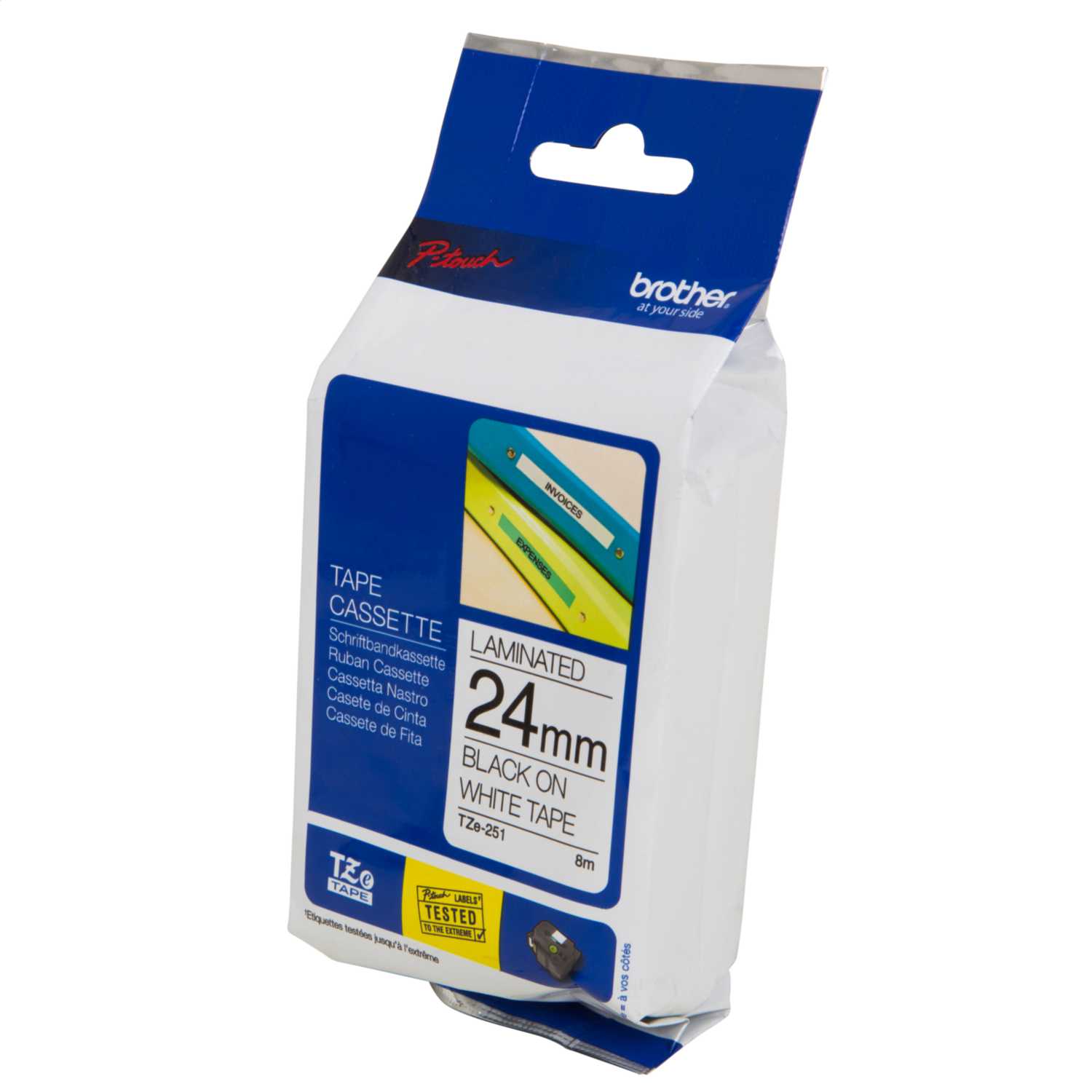 Brother 24mm x 8m Label Cartridge Black on White (TZE251) CEF