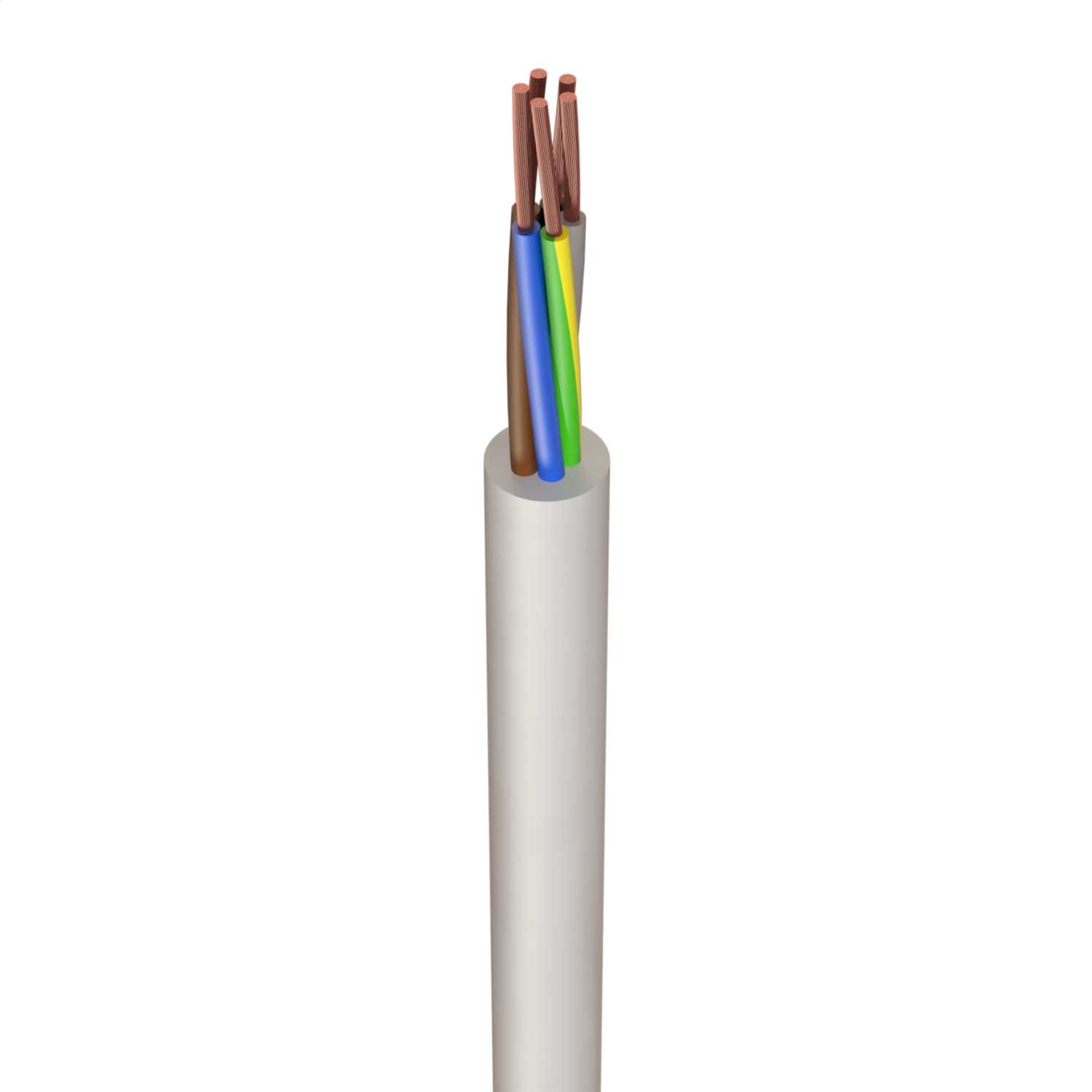 1.5mm PVC Round Flexible Cable 5 Core White (100m Drum) - 3185Y main image 0