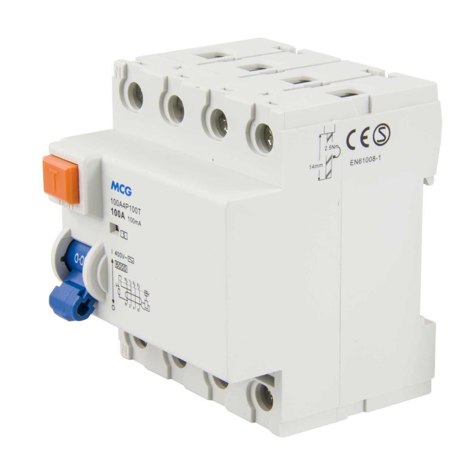 MCG 100A 4 Pole 100mA Type AC Time Delay RCD (100A4P100T) CEF