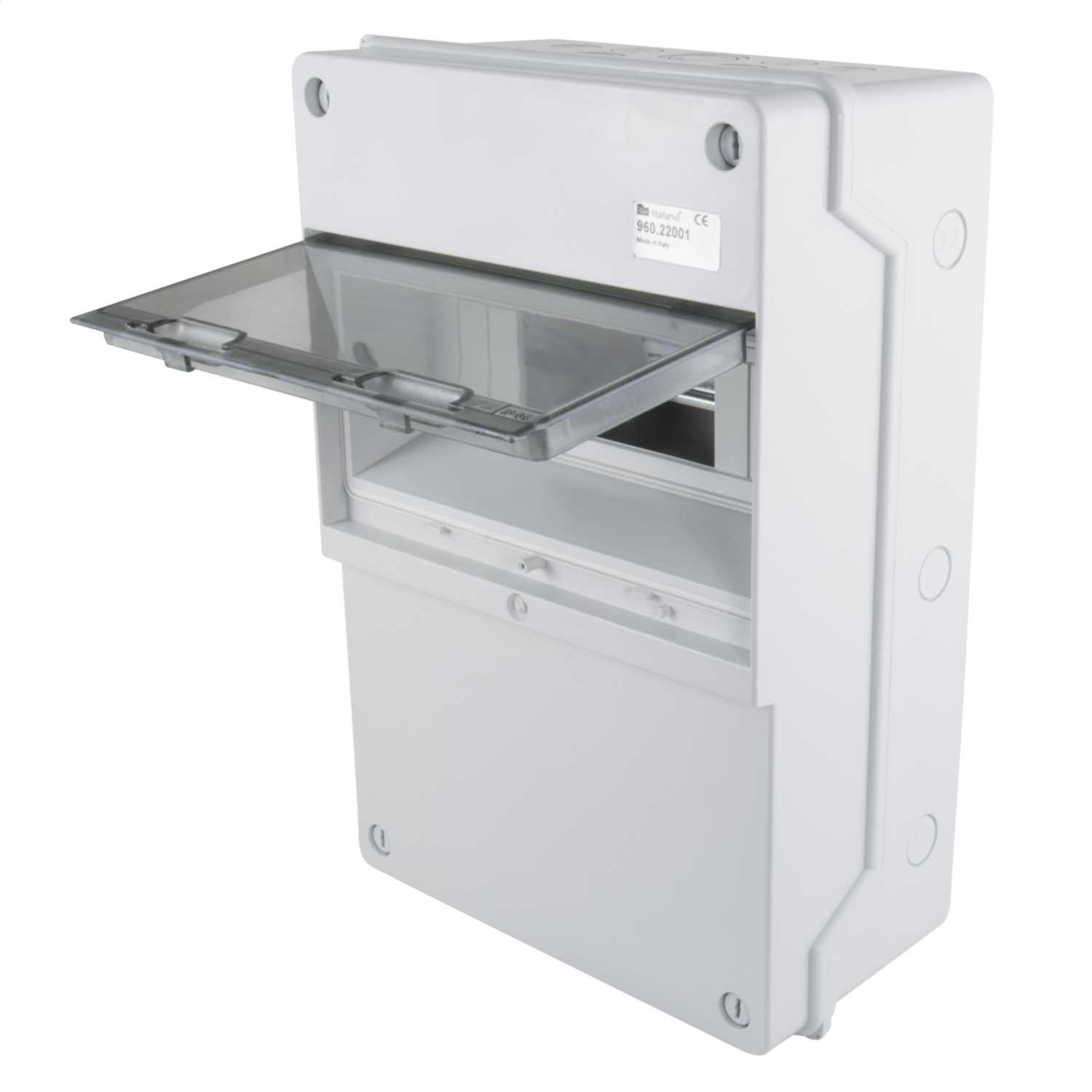 MCG 12 Module Enclosure with Clear Opening Cover and DIN Rail (960.22001) CEF