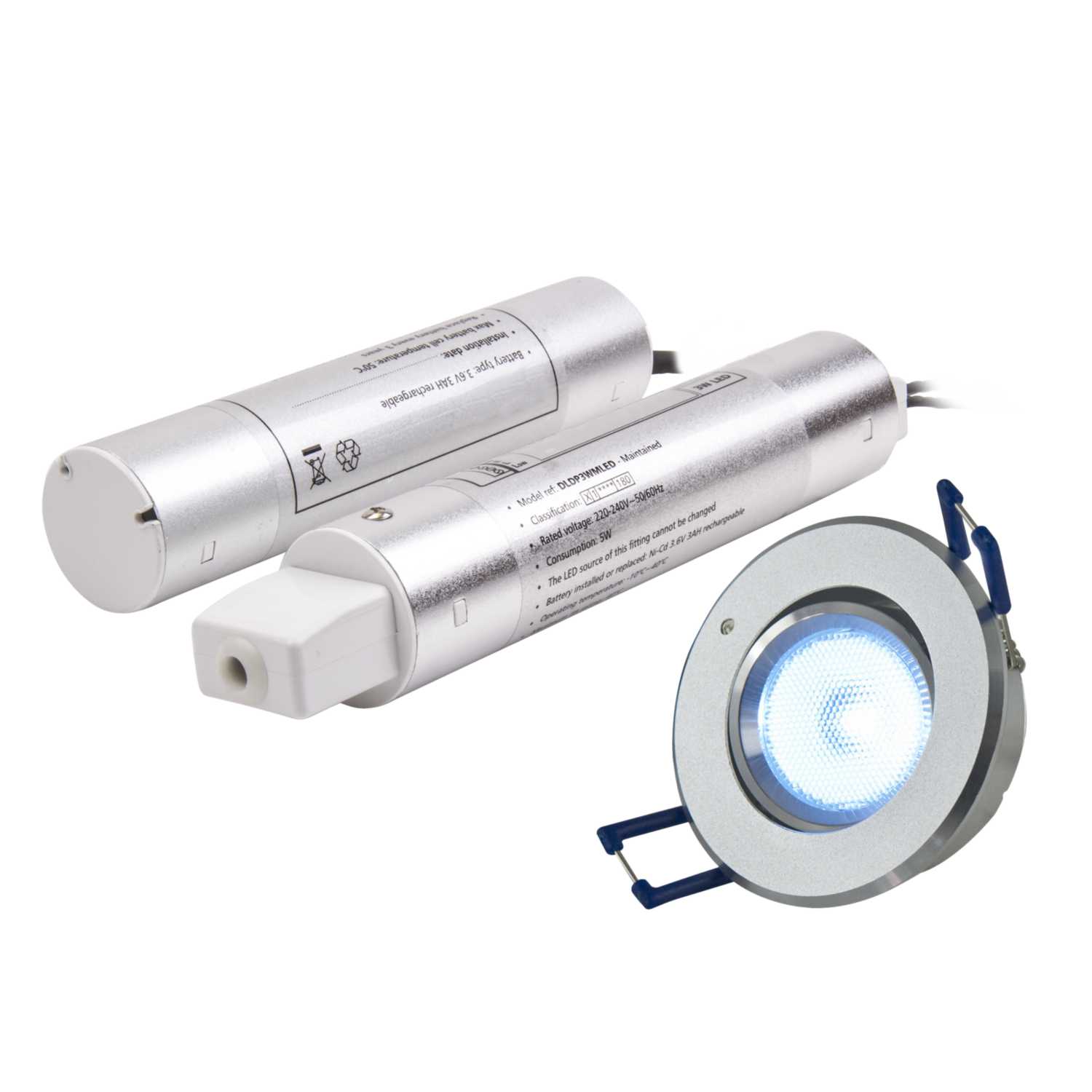 Fusion 3W LED Maintained Tilt Emergency Downlight Satin Chrome