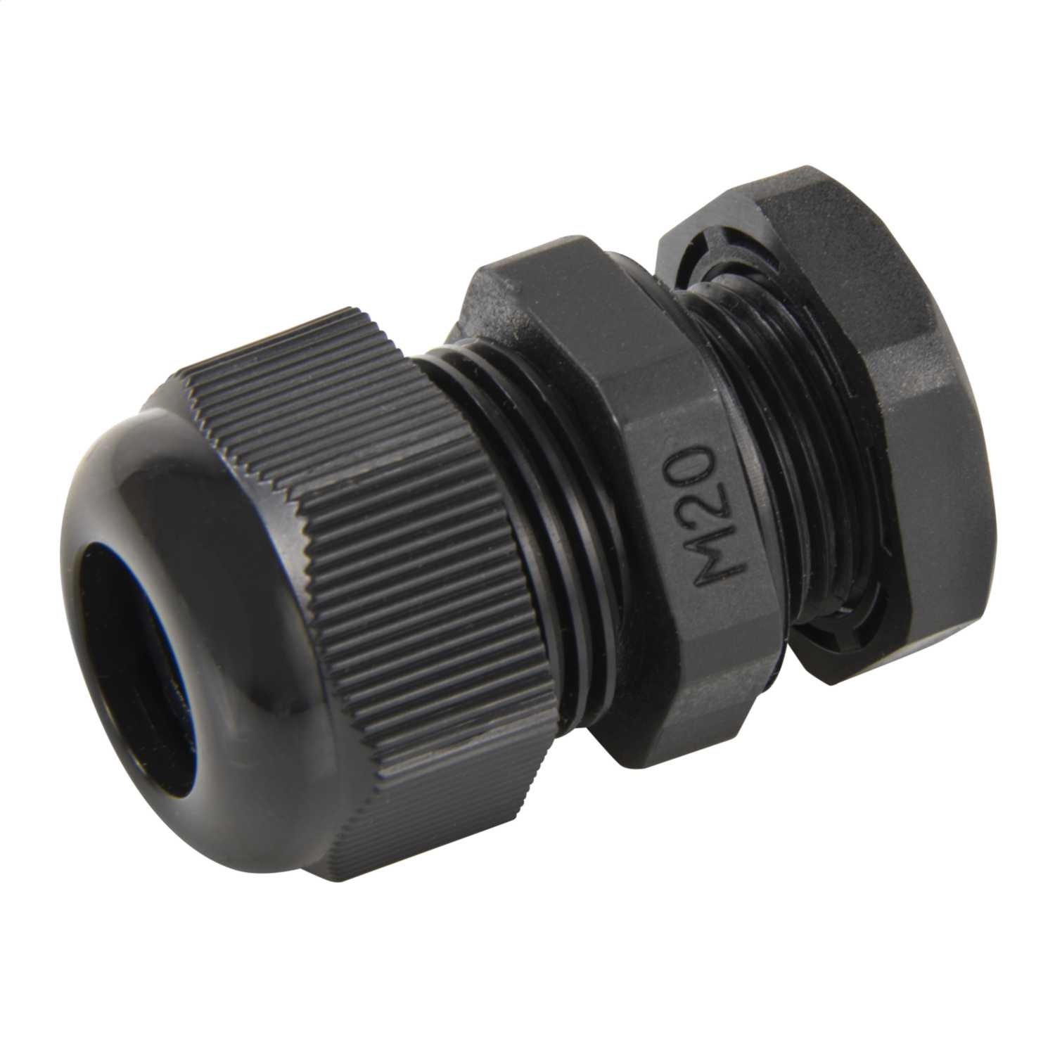 MCG 20mm IP68 Long Thread Wide Compression Gland with Locknut Black ...