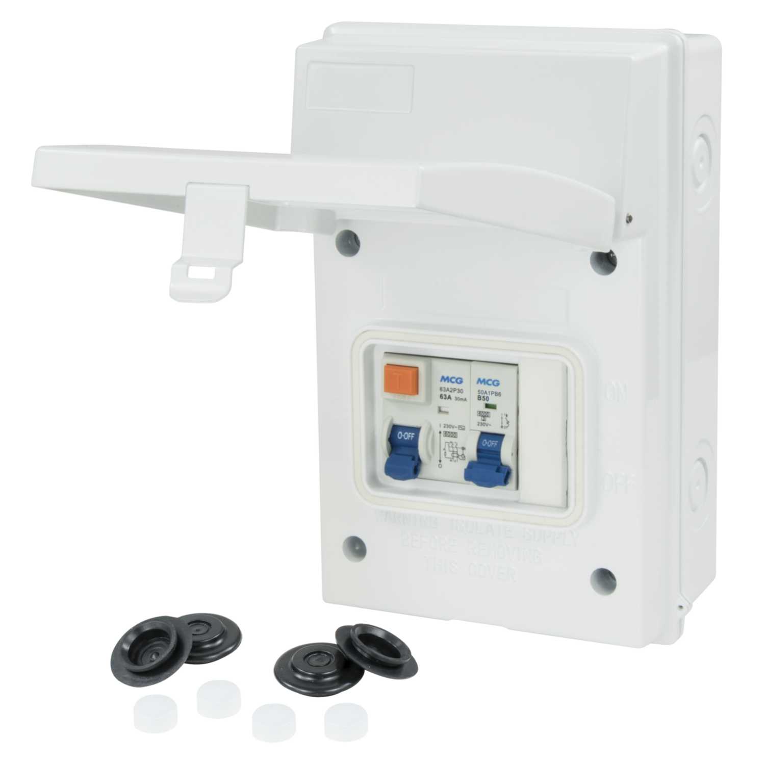 MCG Metal Clad Shower Unit IP65 with 63A RCD and 40A MCB (MSU6340IP65