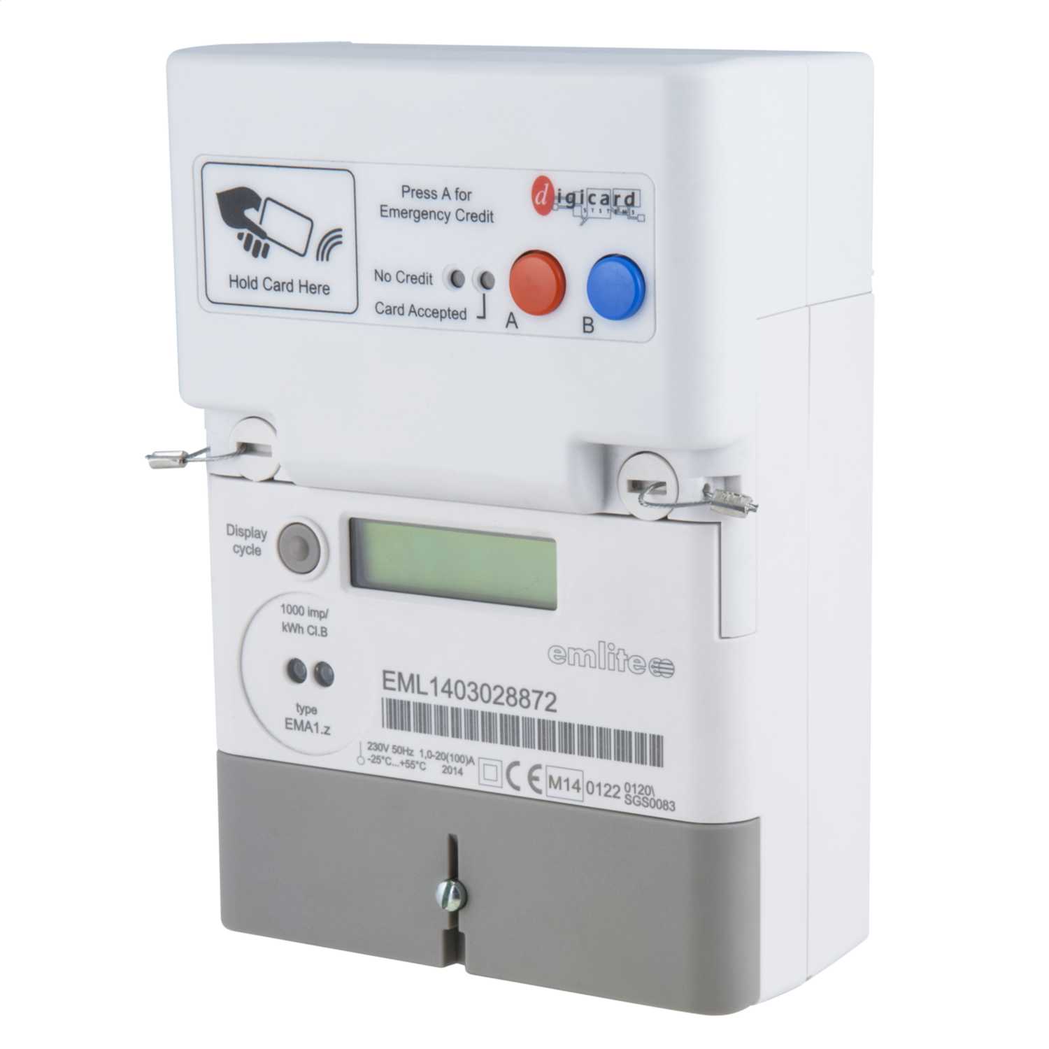 MCG 100A Single Phase Direct Connect Contactless Card Meter with an LCD