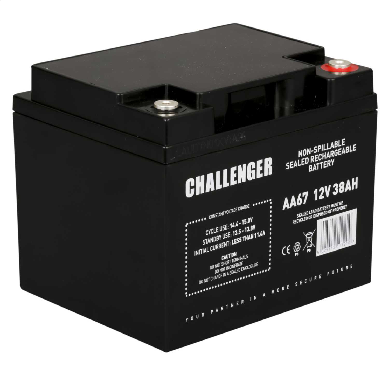 Challenger 38ah 12v Sealed Lead Acid Battery (aa67) 