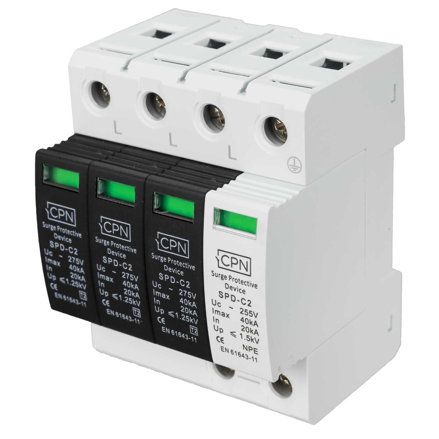 Cudis CPN 40kA 4 Module 3 Pole and Neutral Type 2 Surge Protector (SPD