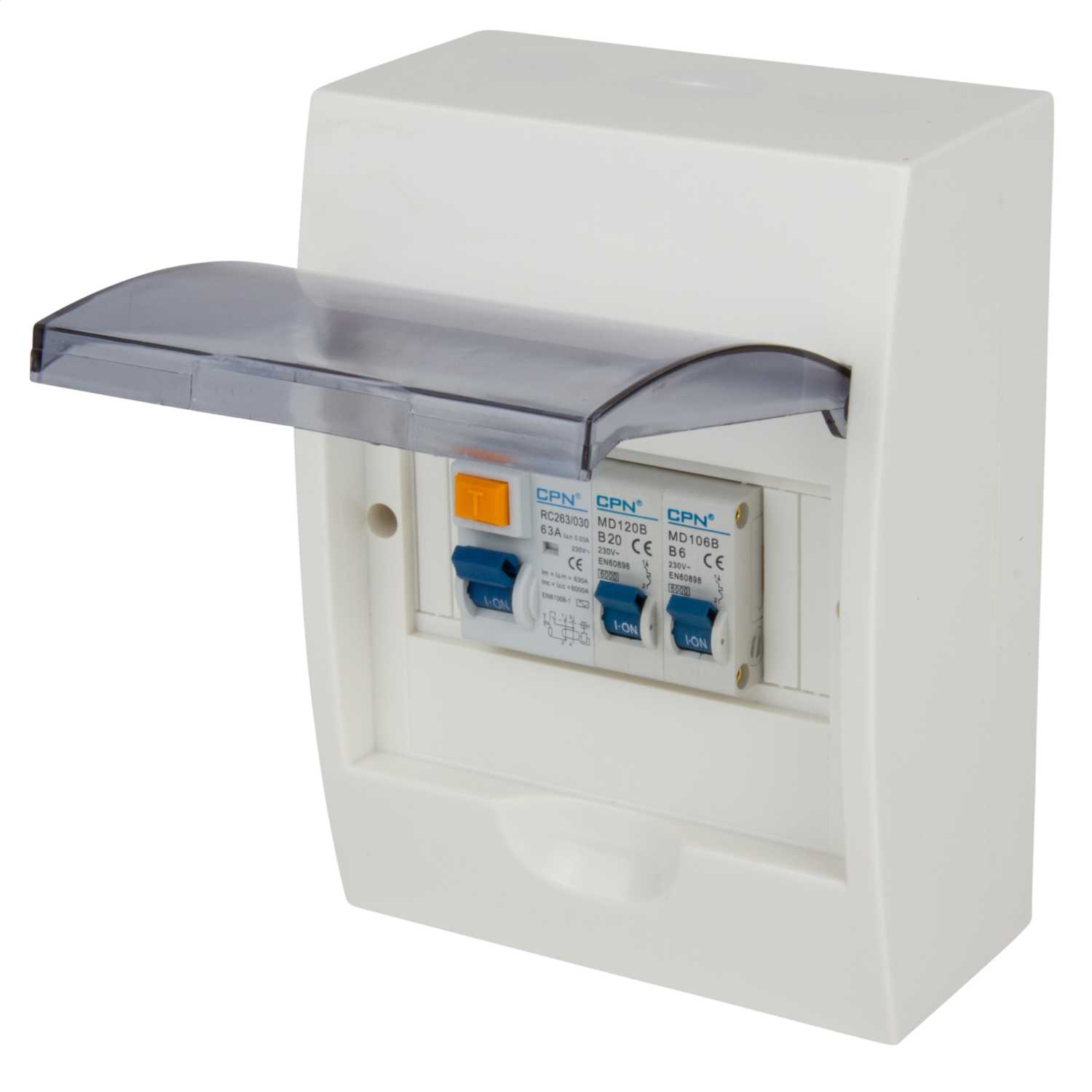 Cudis CPN 6 Way 63A 30mA RCD Insulated Consumer Unit with 6A + 20A MCB ...