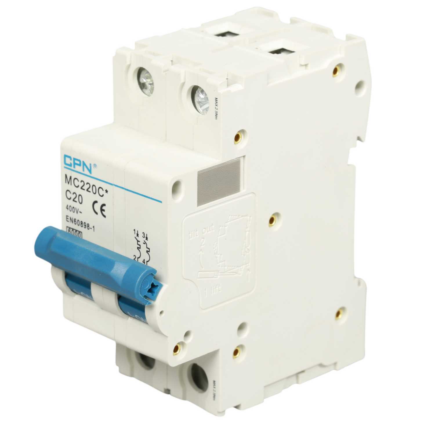 Cudis CPN 20A Double Pole 6kA Type C MCB (MC220C) CEF