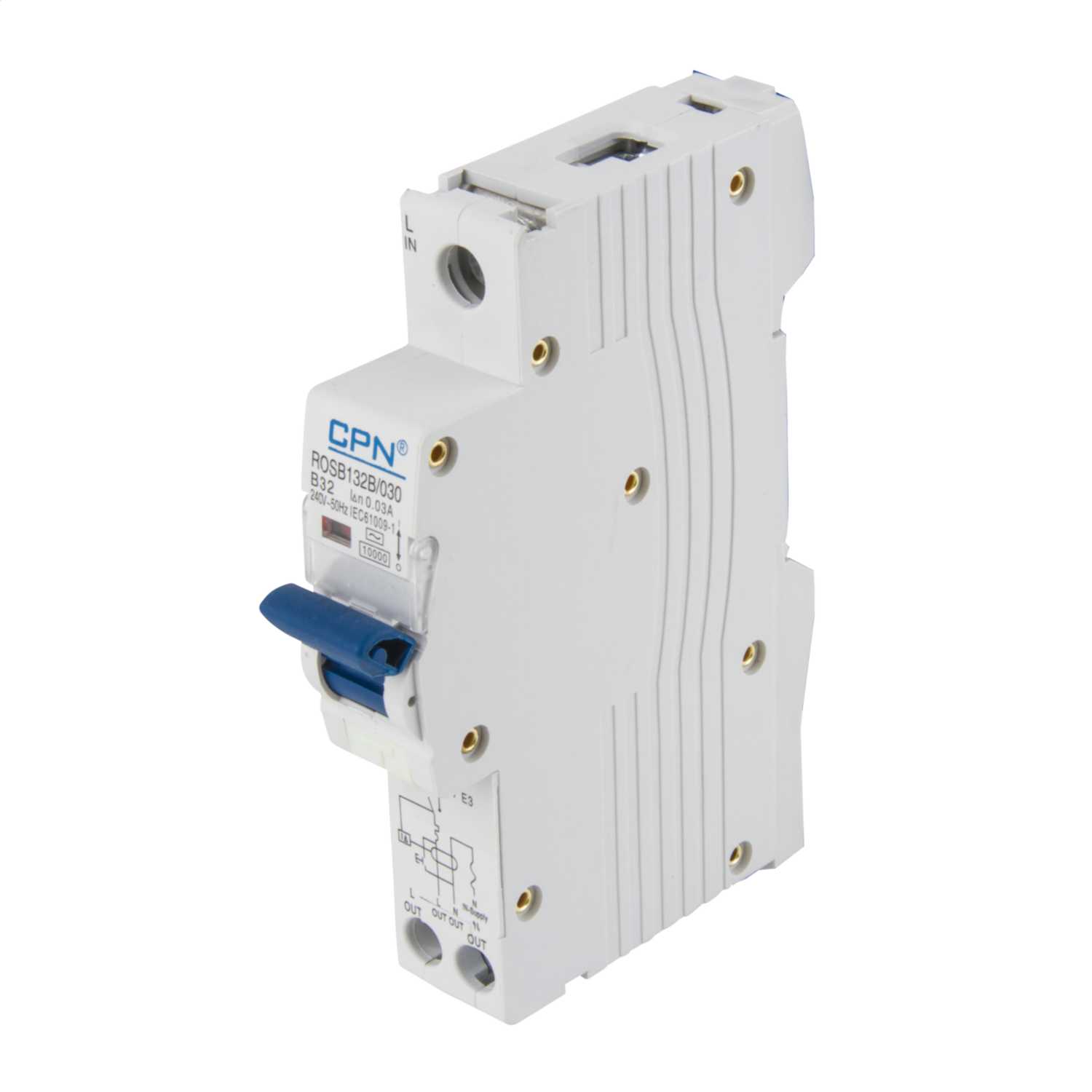 Cudis CPN ROSB 32A Single Pole 1 Module B Curve 10kA 30mA Type AC RCBO ...