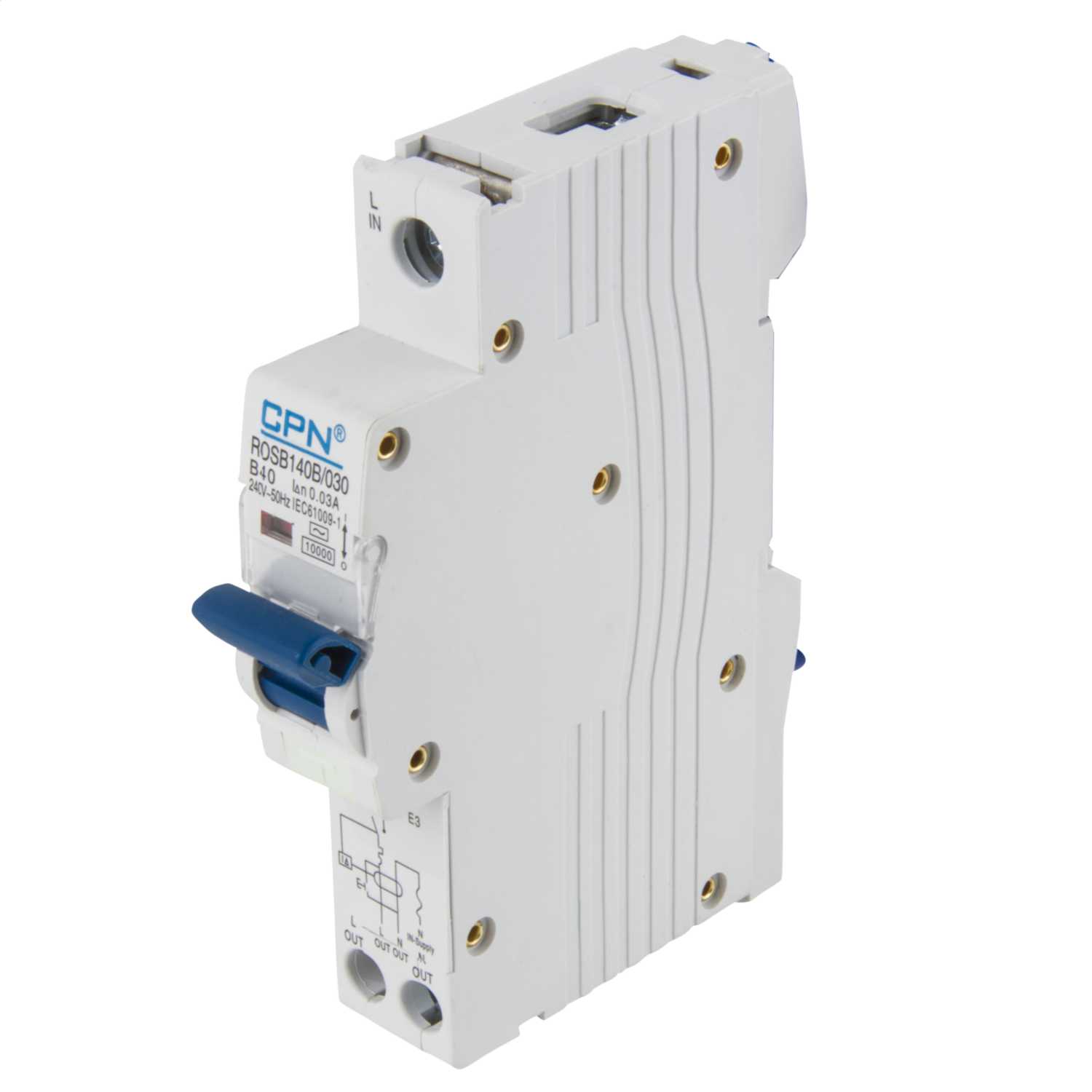 Cudis CPN ROSB 40A Single Pole 1 Module B Curve 10kA 30mA Type AC RCBO ...