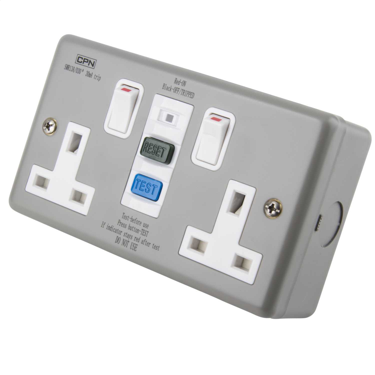 Cudis CPN 13A 2 Gang RCD Socket Metal Clad (SMR13A/030) CEF