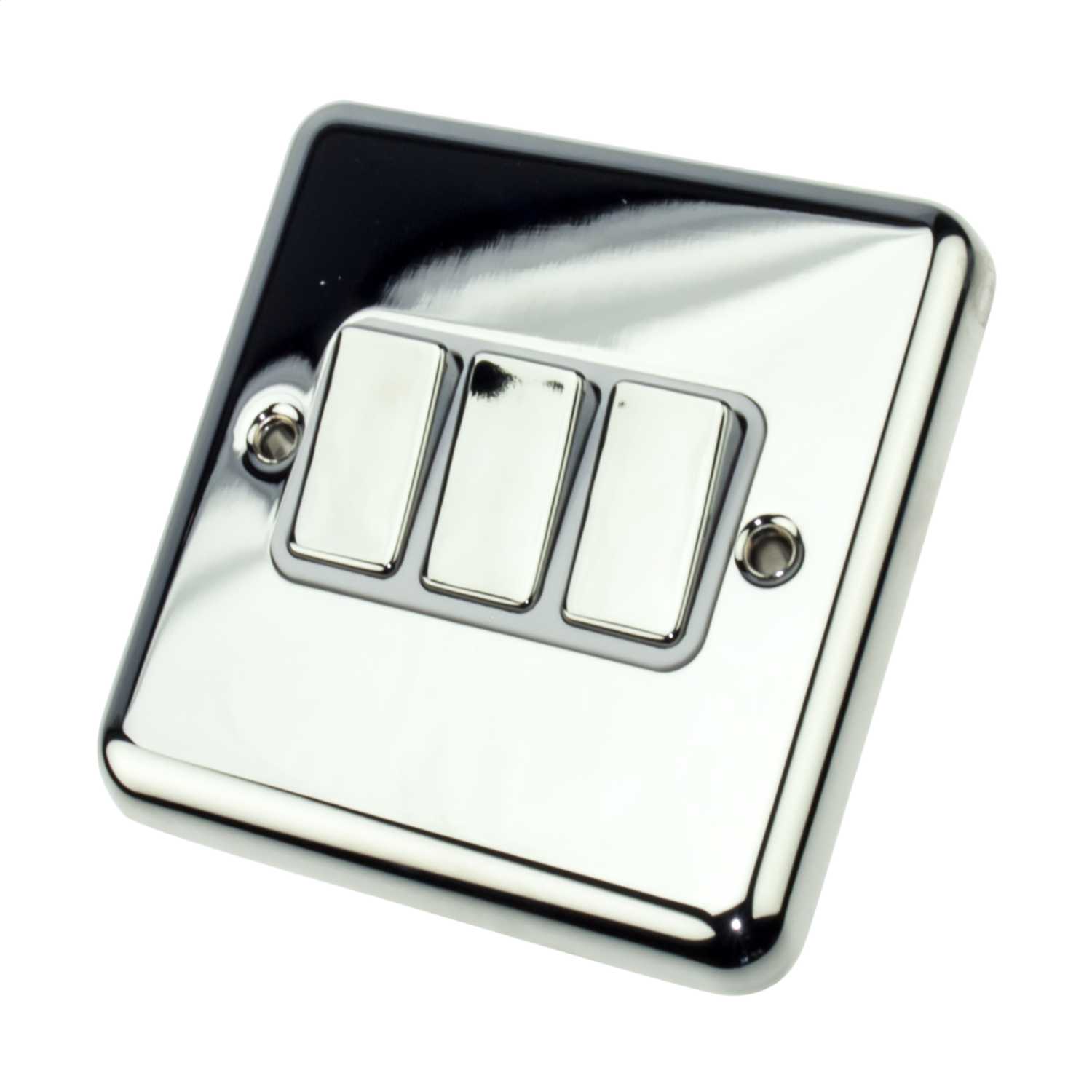 Deta 10A 3 Gang 2 Way Light Switch White Insert Chrome (2905CHW) CEF