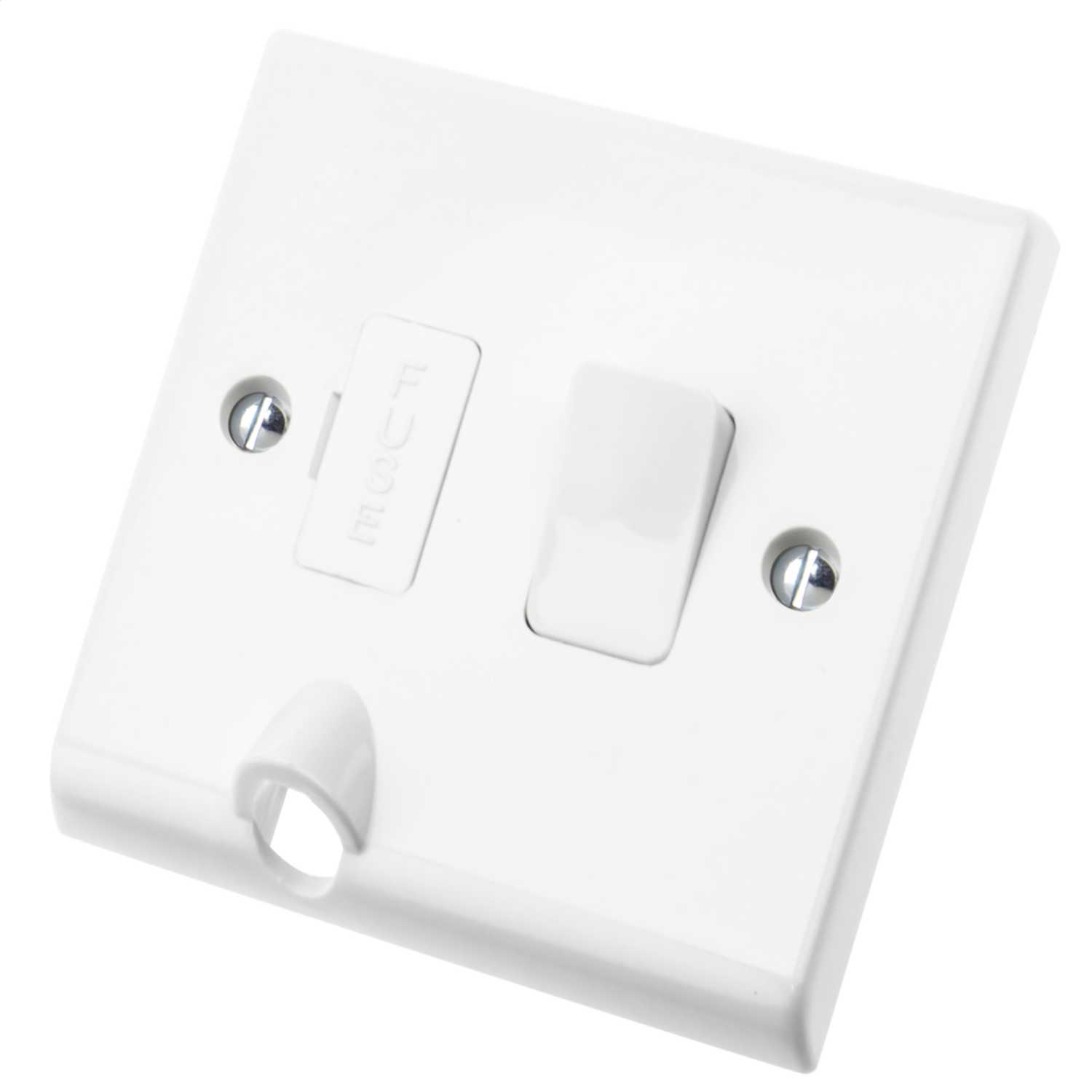 Deta 13A Switched Fused Spur with Bottom Flex Outlet White (S1374) CEF