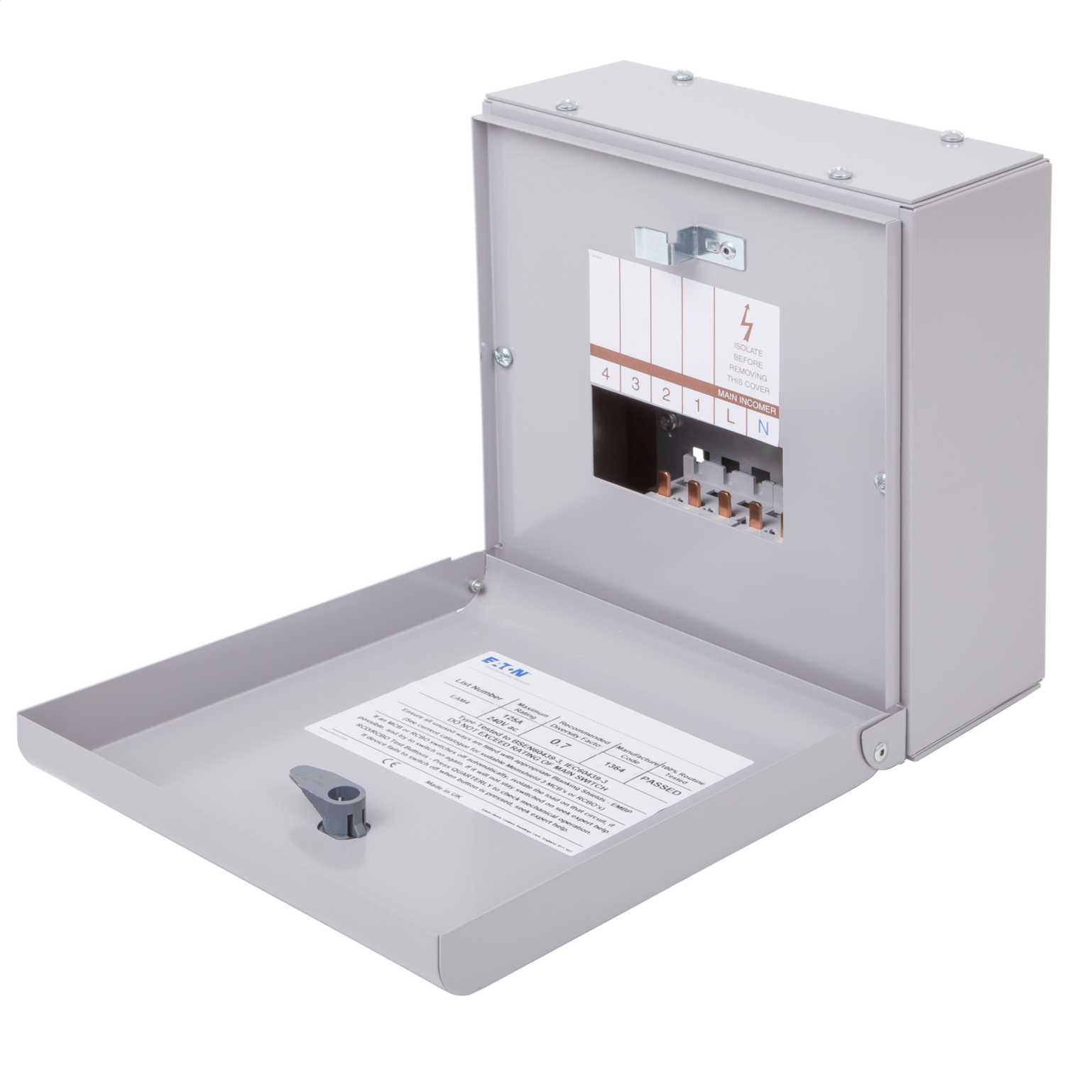 Eaton 4 Way 125A SP+N Metalclad Distribution Board without