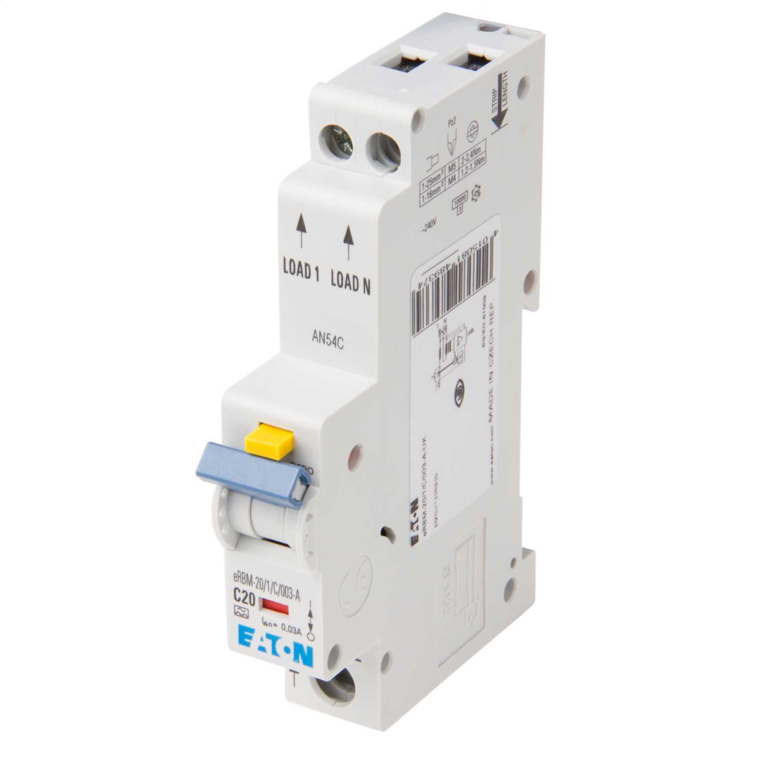 Eaton 20A Single Pole 1 Module C Curve 10kA 30mA Type A RCBO ...