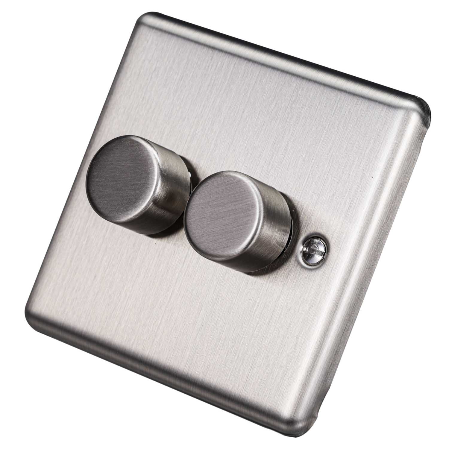 Eurolite 400W 2 Gang 2 Way Dimmer Switch Satin Stainless Steel (EN2DLED ...
