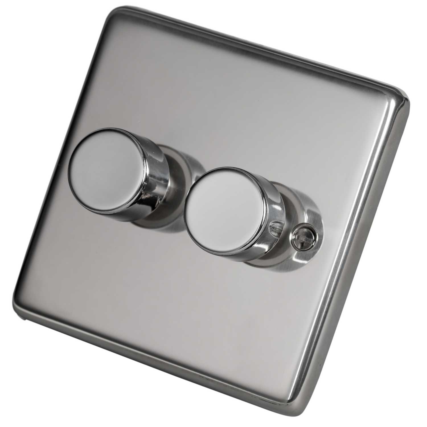 Eurolite 240W 2 Gang 2 Way LED Dimmer Switch Polished Stainless Steel (PSS2DLED) CEF