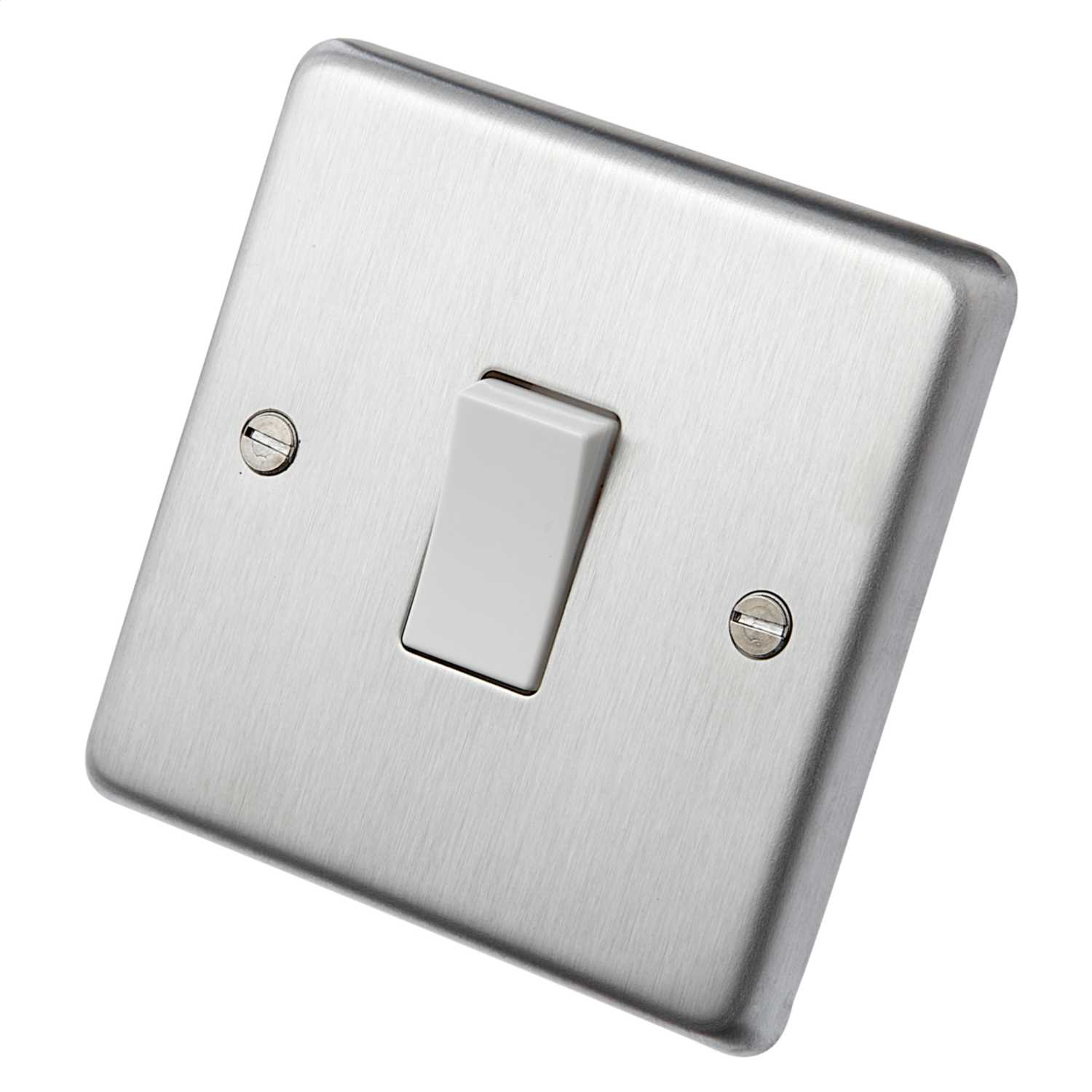 Eurolite 10A 1 Gang 2 Way Light Switch White Insert Satin Stainless ...