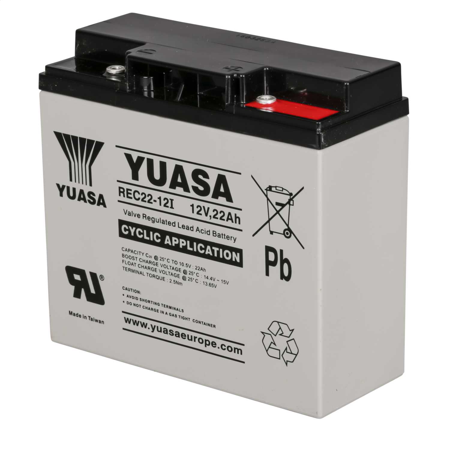 Yuasa 22Ah 12V Cyclic Sealed Lead Acid Battery (REC22-12I) | CEF