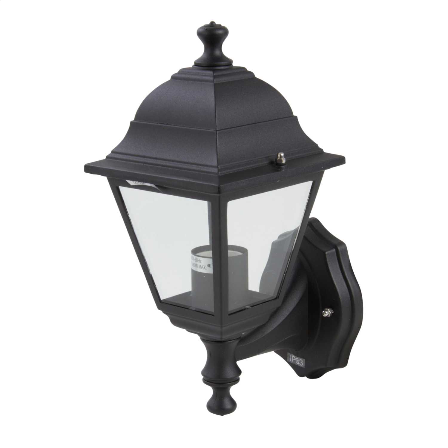 Firstlight 4 Panel 230V ES GLS Uplight Outdoor Lantern Black (E200BK) | CEF