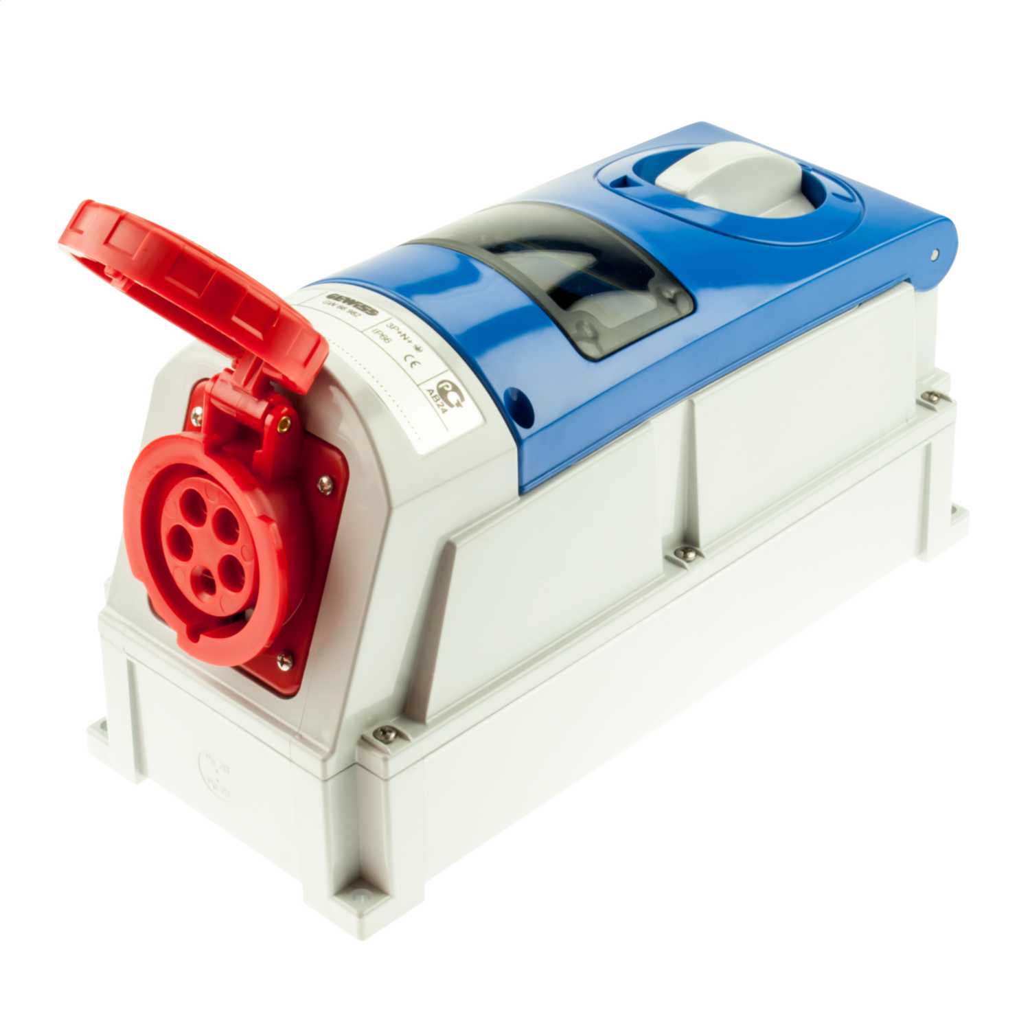 Gewiss 16A 3P+N+E 415V Interlocked Switched Socket with RCD Compartment