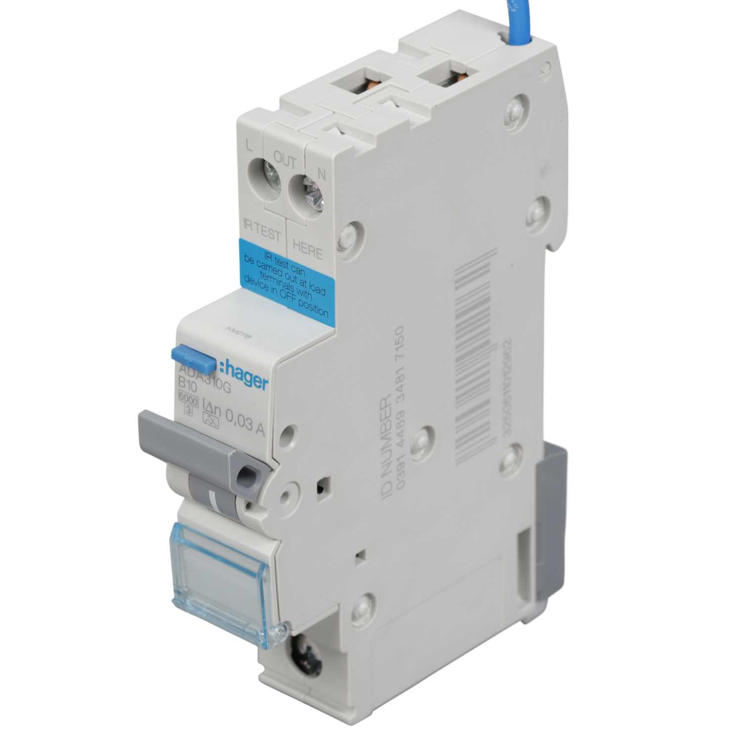 Hager 10A Single Pole And Neutral 1 Module B Curve 6kA 30mA Type A RCBO ...