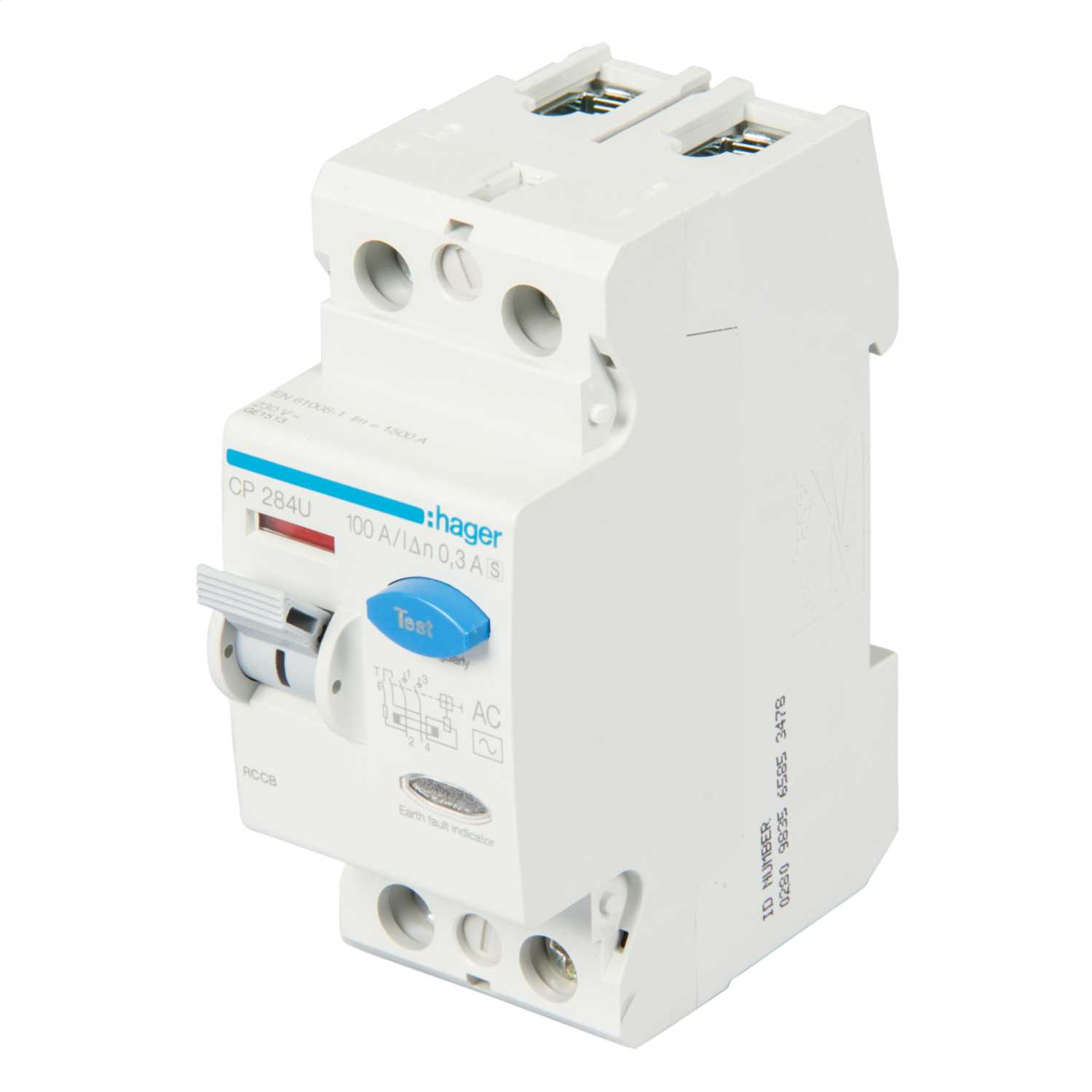 Hager 100A 2 Pole 300mA Type AC Time Delay RCD (CP284U) CEF