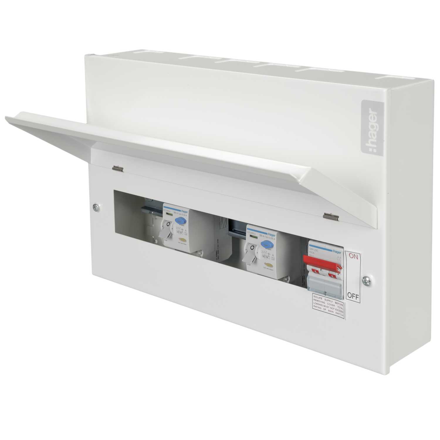 Hager 10 Way Dual 100A RCD High Integrity Metal Clad Consumer Unit ...