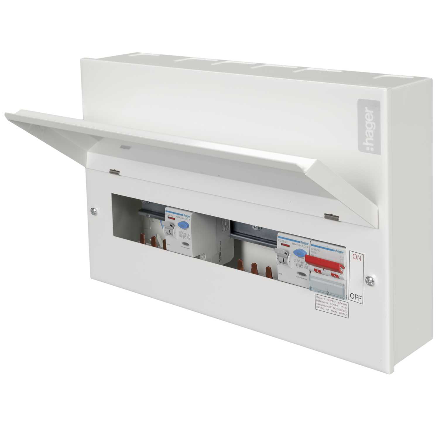 Hager 5 + 5 Dual 100A RCD Split Load Metal Clad Consumer Unit (VML955H ...