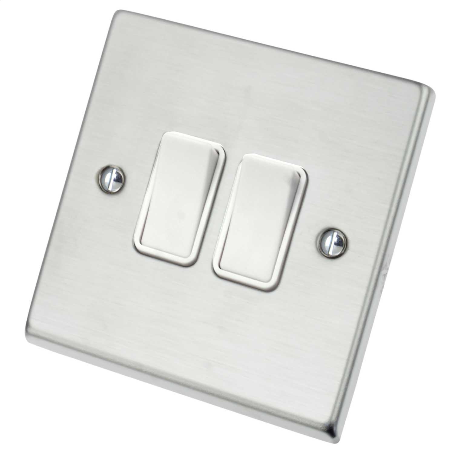 Hamilton Hartland 10A 2 Gang 2 Way Light Switch White Insert Satin